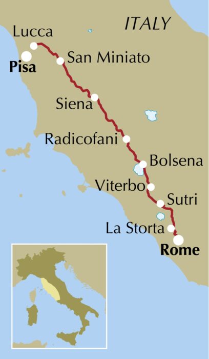 Via Francigena - Part 3 - Location Map