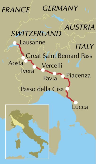 Via Francigena - Part 2 - Location Map