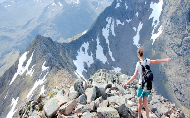 Preparing to begin Ben Nevis' Carn Mor Dearg arete