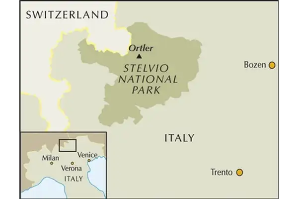 Walking in Italy's Stelvio National Park - Location Map