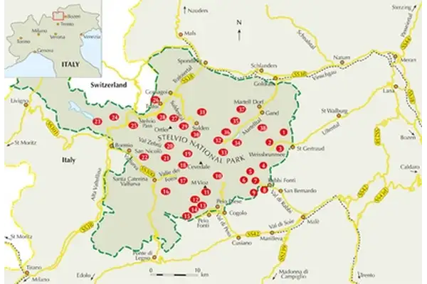 Walking in Italy's Stelvio National Park - Overview Map