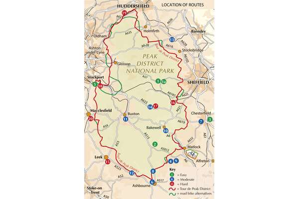 Cycling in the Peak District - Overview Map