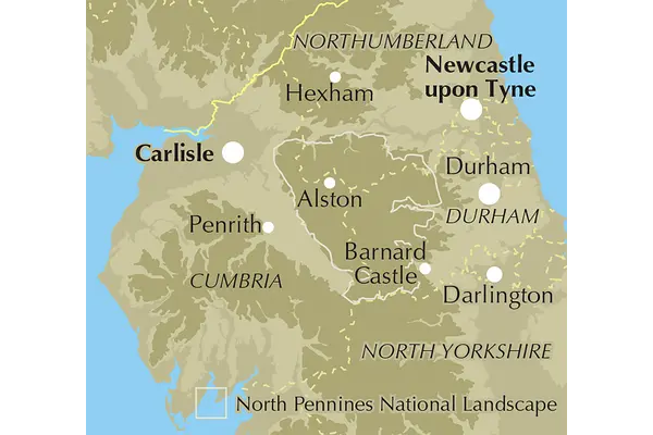 Walking in the North Pennines - Location Map