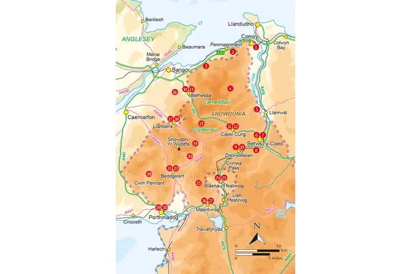 Snowdonia: 30 Low-level and Easy Walks - North - Overview Map