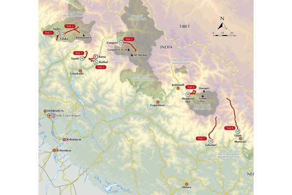 Trekking in the Indian Himalayas - Overview Map