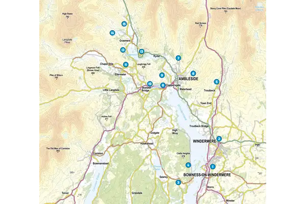 Short Walks in the Lake District: Windermere Ambleside and Grasmere - Overview Map