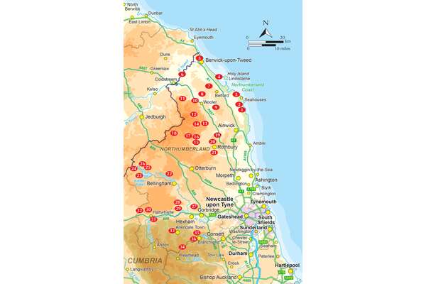 Walking in Northumberland - Overview Map