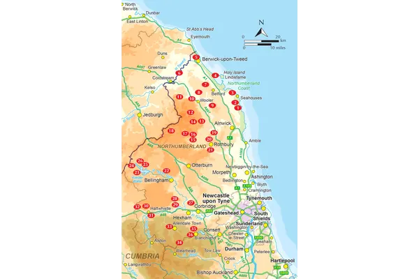 Walking in Northumberland - Overview Map