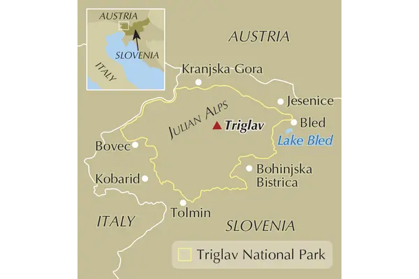 Walking the Julian Alps of Slovenia - Location Map