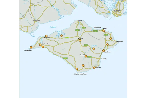 15 Short Walks on the Isle of Wight - Overview Map
