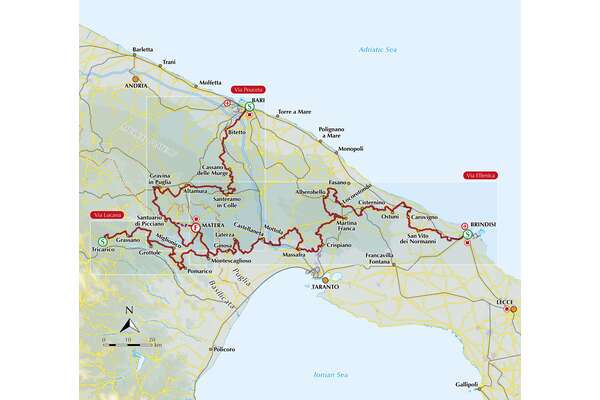 Walking the Cammino Materano - Overview Map
