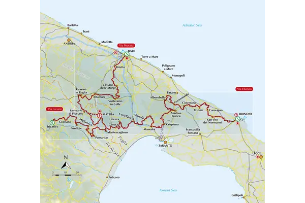 Walking the Cammino Materano - Overview Map