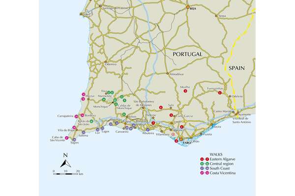 Walking in the Algarve - Overview Map