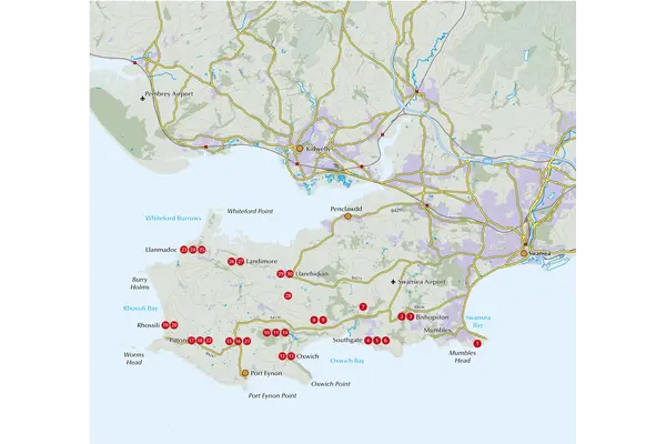 Walking in Gower - Overview Map