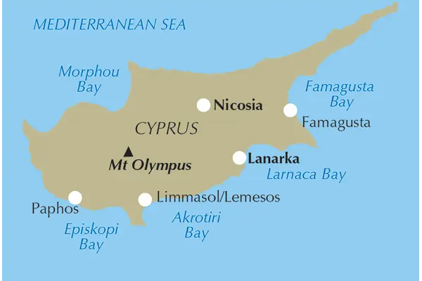 Walking in Cyprus - Location Map